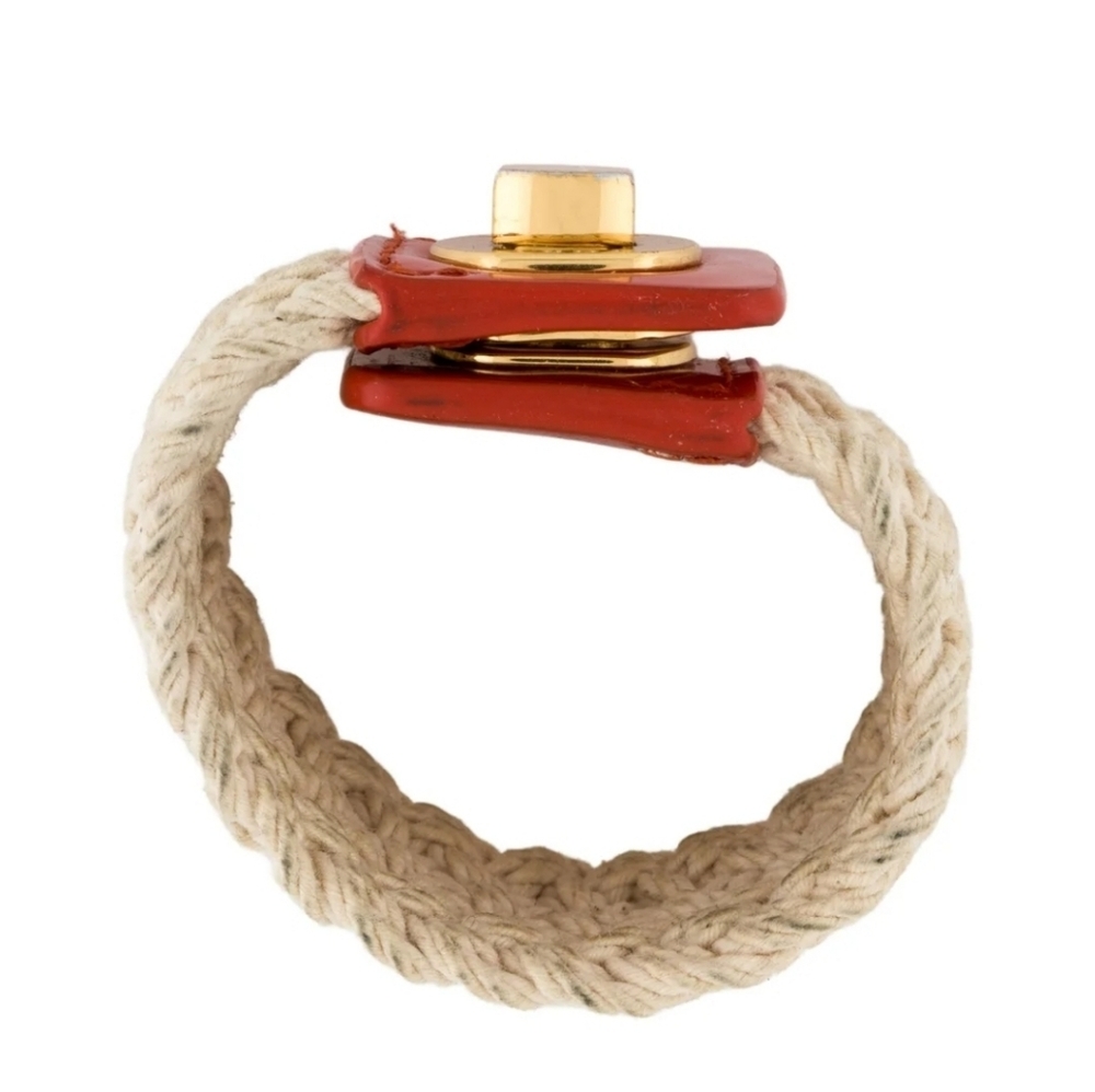 Tory Burch RARE Woven Turnlock Bracelet RED LEATHER - Picture 5 of 5
